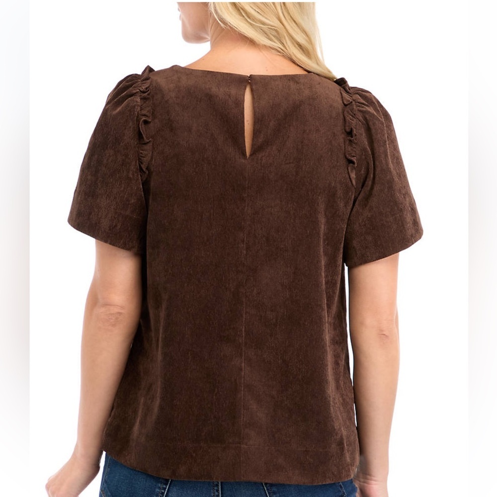 Crown & Ivy Women's Puff Sleeve Corded Top | L - Picture 2 of 11